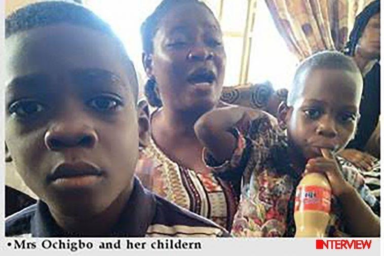 Mrs. Ada Jumbo-Ochigbo with her two sons, Emmanuel and Daniel / Photo credit: The Nation