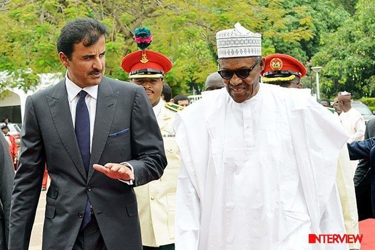 President Muhammadu Buhari and Emir of Qatar, Sheikh Tamim Bin Hamad Althani, in Abuja, during the Emir's official visit to Nigeria, last month / Photo credit: thepolitico.com.ng