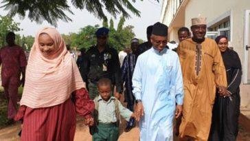 Kaduna State governor, Nasir el-Rufai and wife, Ummi, with their six-year-old son when the governor enrolled the boy in Capital School, Malali, Kaduna / Photo credit: Daily Trust