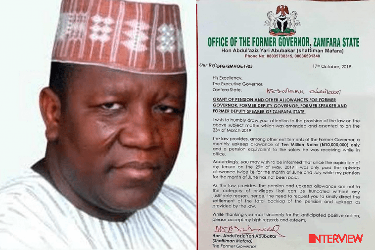 Former Zamfara State governor, Abdulaziz Yari with the alleged letter.