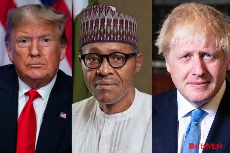 President Donald Trump, President Muhammadu and Prime Minister Boris Johnson.