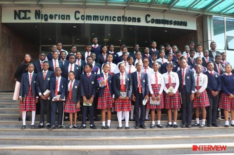 Students of Africa Community School, Asokoro, during their visit to the NCC on Tuesday.