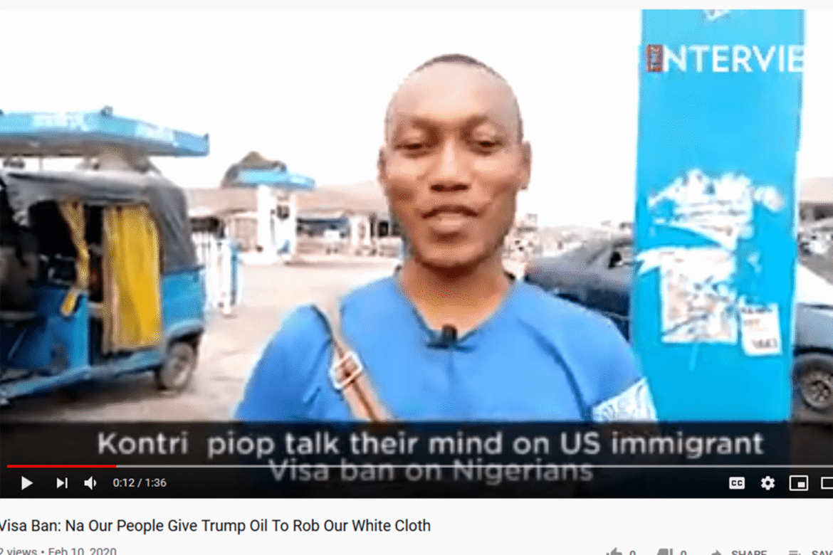 Visa Ban: Na Our People Give Trump Oil To Rob Our White Cloth