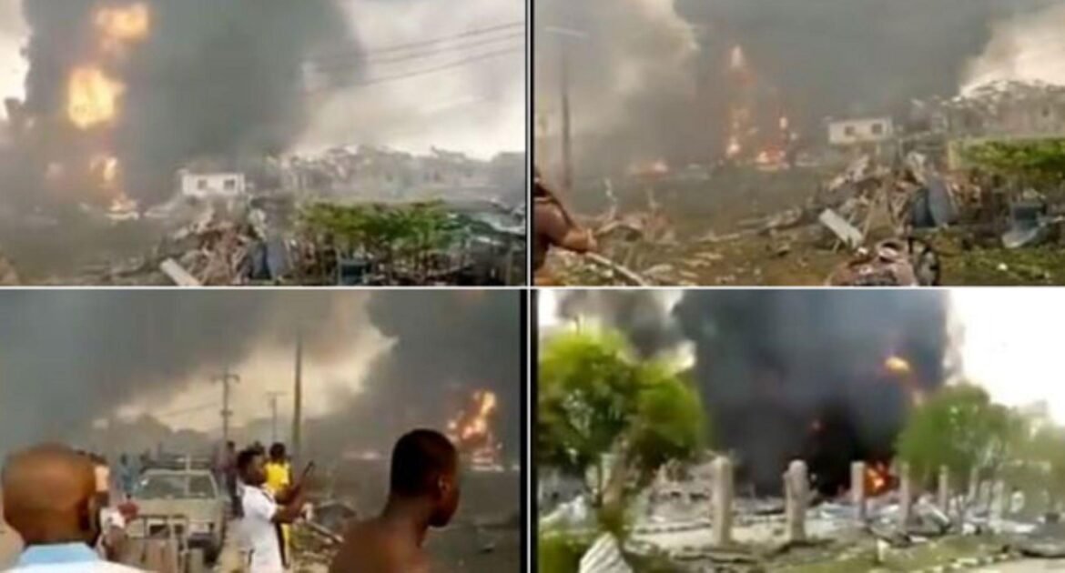 Explosion suspected to be from crude oil pipelines in Abule Ado, Lagos / Photo credit: ChannelsTv