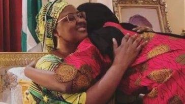 First Lady Aisha Buhari happy that her daughter is reunited with family after 14 days in self-quarantine / Photo credit: dailypost.ng