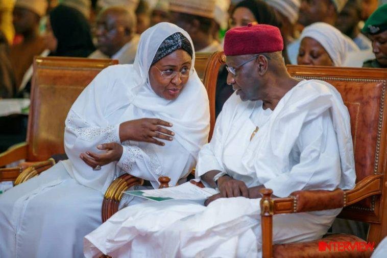 L-R First Lady Aisha Buhari and President Buhari's late Chief of Staff, Abba Kyari / Photo credit: Aisha Buhari Twitter page