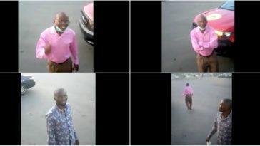 A still montage of the different scenes in the viral video. Mr. Adeoye is wearing a pink shirt while his son is wearing a gray patterned shirt / Photo credit: ChannelsTV