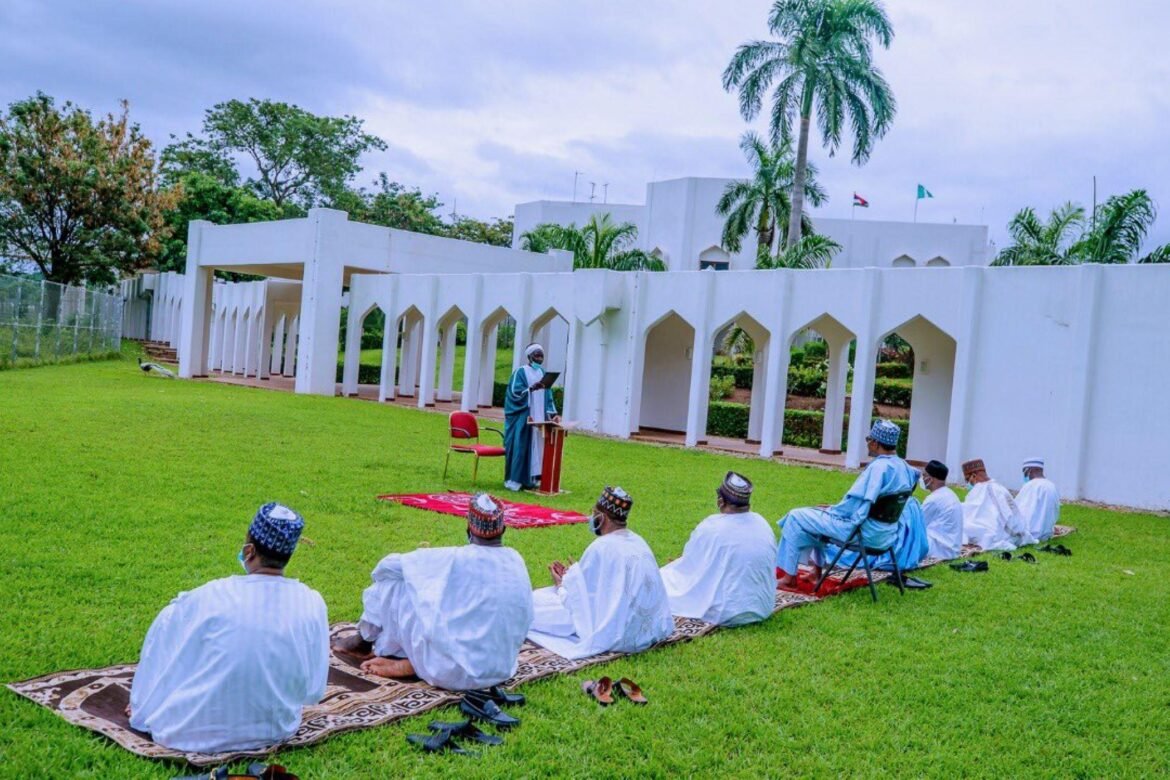 PHOTOS: President Buhari Holds Eid Prayers In The Villa