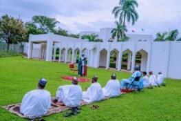 PHOTOS: President Buhari Holds Eid Prayers In The Villa