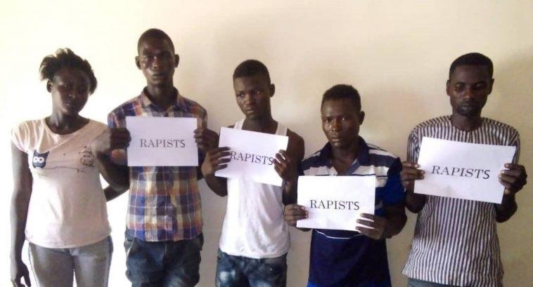 L-R: Zainab Jafaru with four of the Rape suspects.