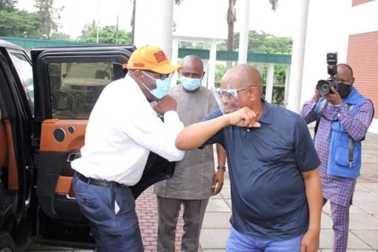 L-R Godwin Obaseki and Nyesom Wike in Port Harcourt, Rivers State / Photo credit: Twitter