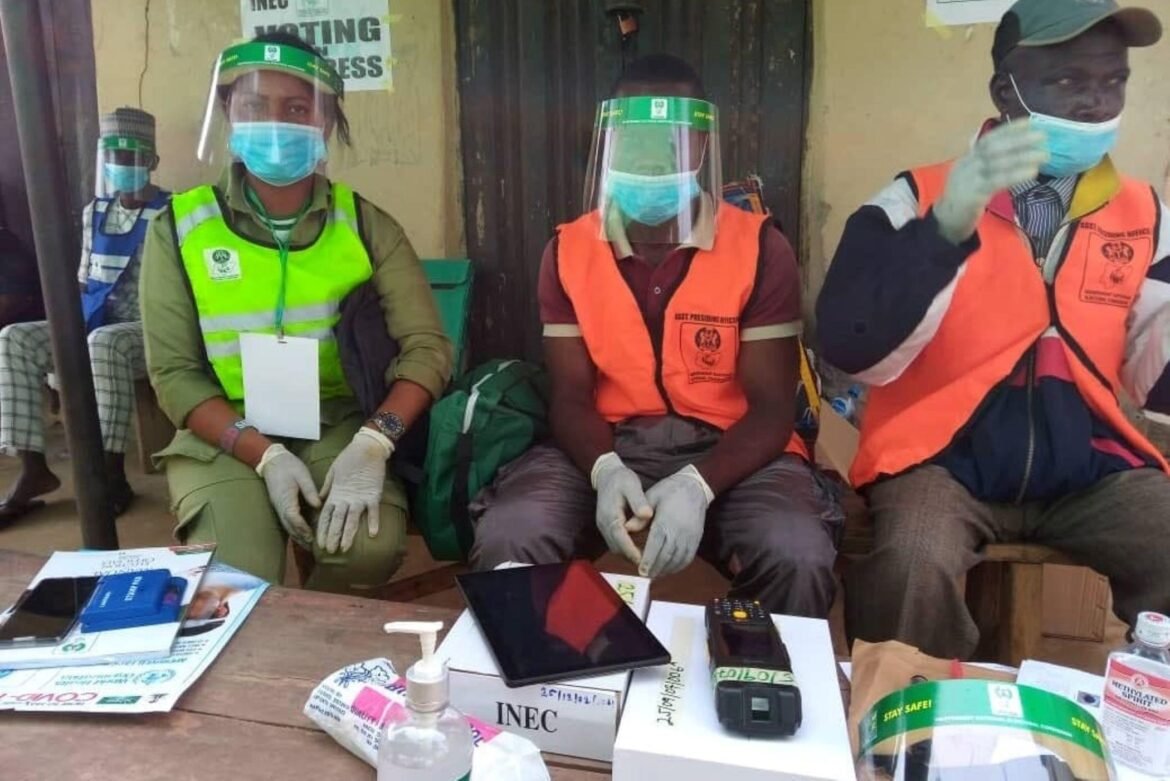 Officials at the ongoing Edo State governorship election / Photo credit: Legit.ng
