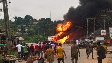 The gas tanker explosion was said to have occurred at about 3.30 p.m / Photo credit: Dailypost.ng