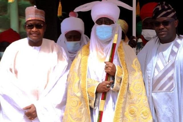 L-R: Prof. Umar Danbatta, Executive Vice Chairman, Nigerian Communications Commission (NCC); Alh. Aminu Ado Bayero, Emir of Kano and Prof. Adeolu Akande, Chairman, NCC Board of Commissioners during a visit to the Emir on the sideline of the ongoing NCC Board Retreat in Kano / Photo credit: NCC