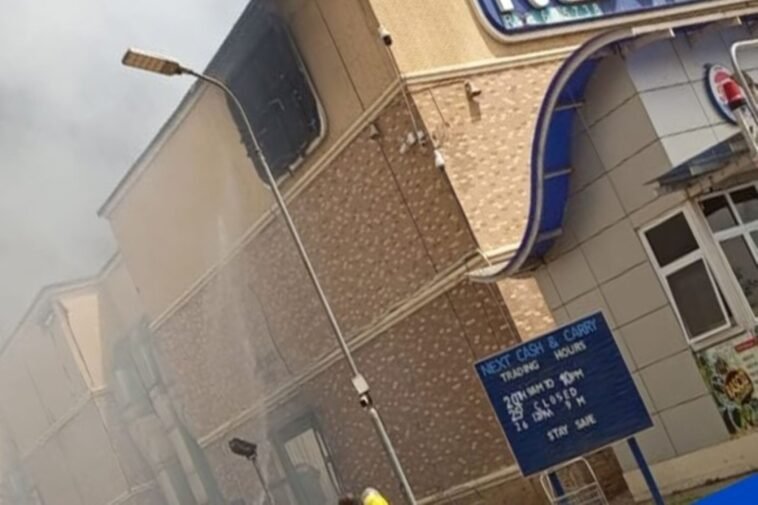 Popular Abija Supermaket, Next Cash & Carry on fire o n Sunday / Photo credit: ChannelsTV