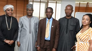 L-R: Shafi'i Ndanusa, Assistant Director, Nigerian Communications Commission (NCC); Hafsat Lawal, Head, Human Capital, NCC; Usman Malah, Director, Human Capital and Administration, NCC; Philip Enyali, Secretary, Public Complaints Commission (PCC); Jacob Onu, National Coordinator, National Anti-Corruption Marathon, PCC; Ifeoma Ifezulike, Assistant Director, Human Capital, NCC, during a courtesy visit by the PCC’s NCC’s Head Office in Abuja recently / Photo credit: NCC